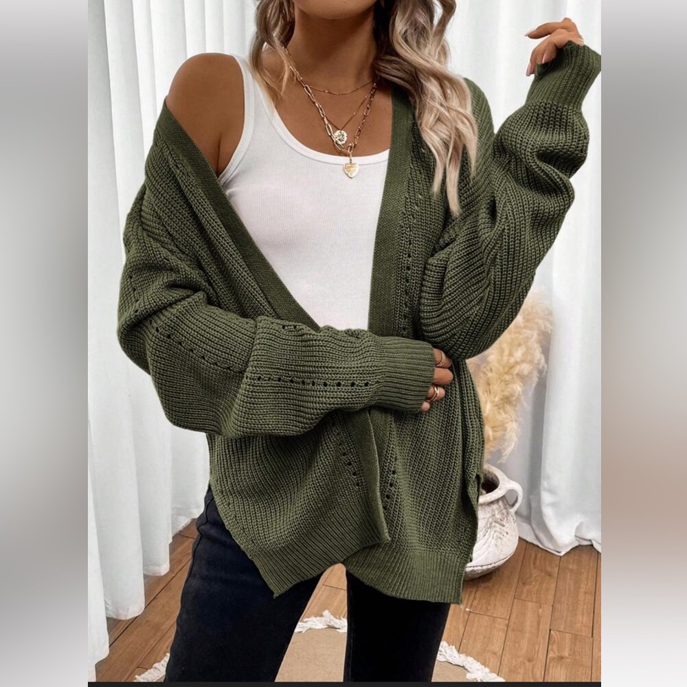 Hunter green cardigan - Picture 2 of 4